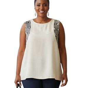 Studio Y XL Cream Snakeskin Silky Sleeveless Blouse Tank